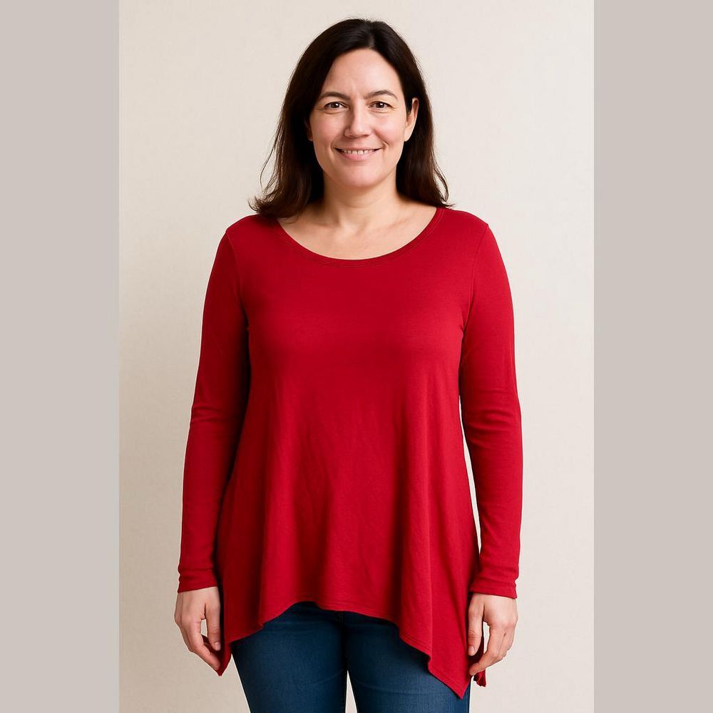 Fashion Tart Red Long Sleeve Top - 17" PTP - Flowy